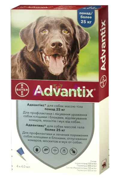 Капли Bayer Advantix 25-40 кг 1 пипетка