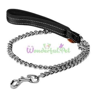 Поводок-цепь Dog Extreme с нейлоновой ручкой для крупных пород собак, 4 мм, 112 см, черный