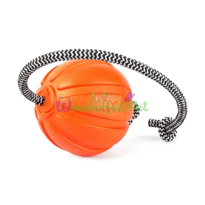 LIKER Cord 7 Ball on Rope for Small and Medium Dog Breeds, Orange, 7 cm
