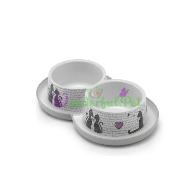 Двойная миска Moderna Double Trendy Dinner Cats in Love 2 х 350 мл d-10 см светло-серая