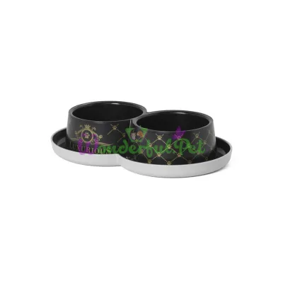Двойная миска Moderna Double Trendy Dinner Luxurious Рets для кошек, пластик, 700 мл, d-10 см, черная