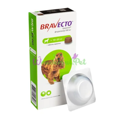 Π’Π°Π±Π»Π΅ΡΠΊΠ° MSD Animal Health Bravecto 10-20 ΠΊΠ³ 500 ΠΌΠ³