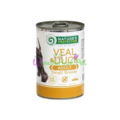 Консерва Natures Protection Adult small breed Veal Duck для взрослых собак весом от 1 до 30 кг 400 г
