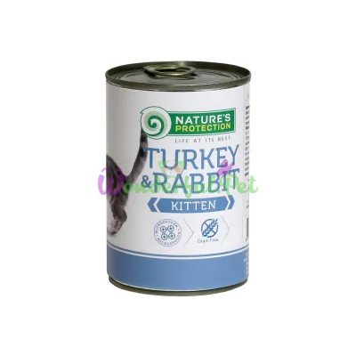Консерва Natures Protection Kitten Turkey Rabbit для кошек от 2 до 12 месяцев 400 г