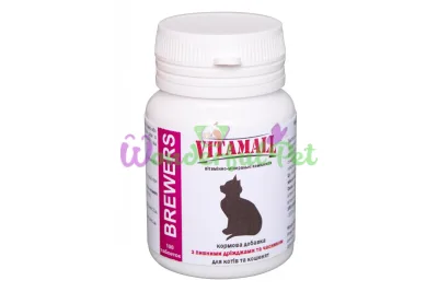 Кормовая добавка VitamAll с пивными дрожжами и чесноком для котов 100 табл 50 г