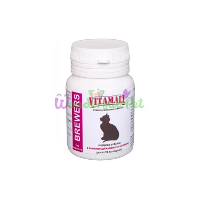 Кормовая добавка VitamAll с пивными дрожжами и чесноком для котов 100 табл 50 г