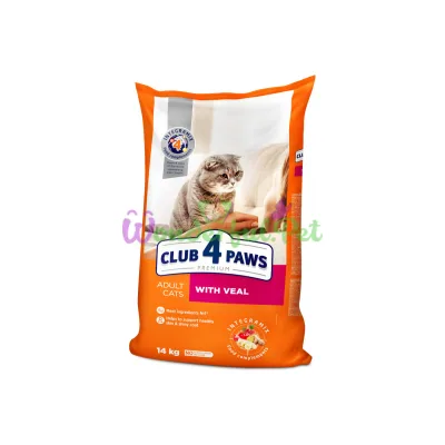 Сухой корм Клуб 4 Лапы Adult Cats Premium для взрослых кошек с телятиной 14 кг
