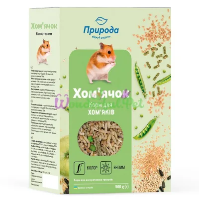 Корм для хом'яків Природа Хом'ячок + Колор та Ензим 500 г