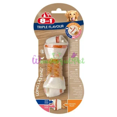 Лакомство для собак 8in1 Triple Flavour Кость прессованная 11 см, 35 г (говядина и свинина)