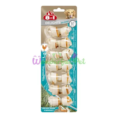Лакомство для собак 8in1 Delights Кость для чистки зубов Pro Dental 7 см, 84 г / 7 шт. (курица)