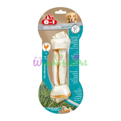 Лакомство для собак 8in1 Delights Кость для чистки зубов Pro Dental 20 см, 85 г (курица)