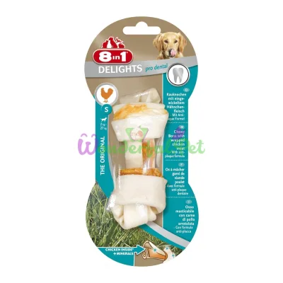 Лакомство для собак 8in1 Delights Кость для чистки зубов Pro Dental 11 см, 35 г (курица)