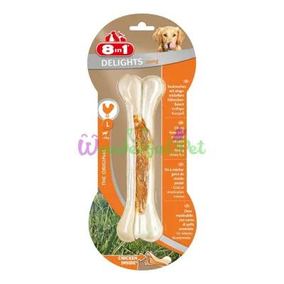 Лакомство для собак 8in1 Delights Кость прессованная Strong 20 см, 130 г (курица)