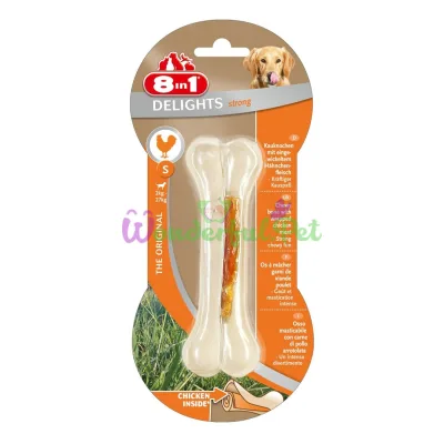 Лакомство для собак 8in1 Delights Кость прессованная Strong 11 см, 55 г (курица)