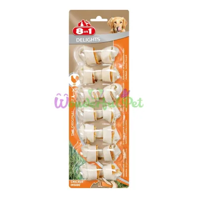 Лакомство для собак 8in1 Delights Кость прессованная 7 см, 84 г / 7 шт. (курица)