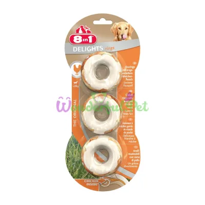 Лакомство для собак 8in1 Delights Кольцо прессованное 120 г / 3 шт. (курица)