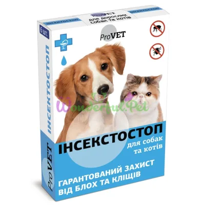 Капли на холку для кошек и собак ProVET Инсектостоп от 4 до 10 кг, 6 пипеток