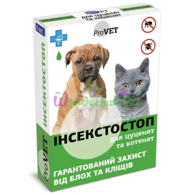 Капли на холку для кошек и собак ProVET Инсектостоп до 3 кг, 6 пипеток