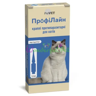 Капли на холку для кошек ProVET ПрофиЛайн от 4 до 8 кг, 4 пипетки