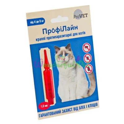 Капли на холку для кошек ProVET ПрофиЛайн от 4 до 8 кг, 1 пипетка