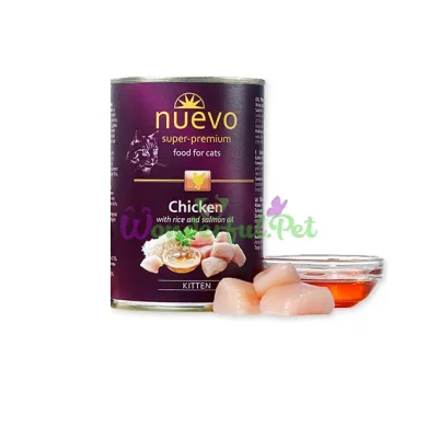 NUEVO Cat Kitten Canned Food with Chicken, Rice and Salmon Oil, 400 g