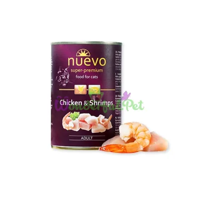 NUEVO Cat Adult Chicken Shrimps Canned Food 400 g