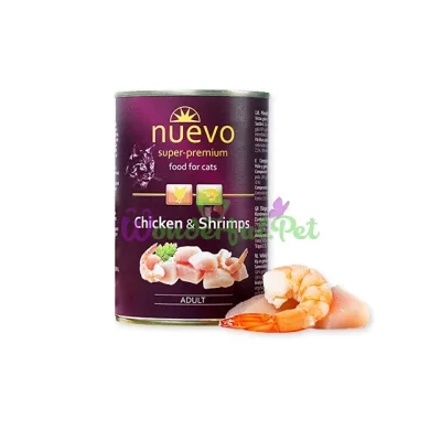 Консерва NUEVO Cat Adult Chicken Shrimps 400 г
