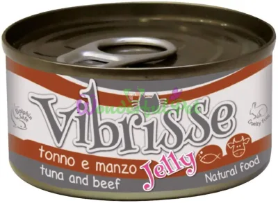 Влажный корм для кошек VIBRISSE JELLY тунец говядина в желе 70 г