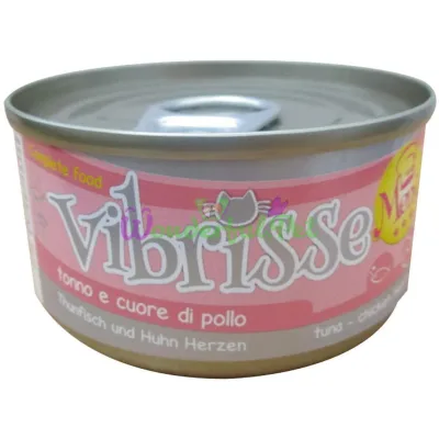Влажный корм для кошек VIBRISSE MENU тунец с куриными сердечками 70 г