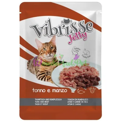 Пауч для кот. VIBRISSE JELLY, тунец говядина в желе, 70 г (18 шт. в упак.)