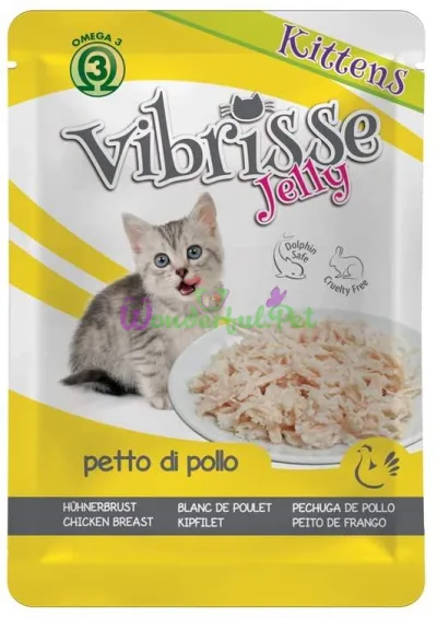 Пауч для кошенят VIBRISSE JELLY, куряча грудка в желе, 70г (18 шт.в упак.)