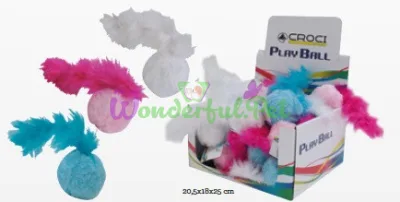 CROCI Soft Ball with Feather Cat Toy, 6 cm