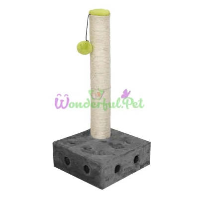 Когтеточка CROCI Interactive Cheese, столбик с игрушкой на подставке, плюш сизаль, 25х25х51.5 см