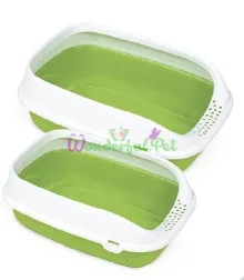 Туалет для кошек с рамкой BETA PLUS MINI GREEN 43x31x16 см