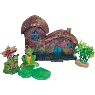 Декор в аквариум Croci Дом с лягушками набор 28x5,5x22 см