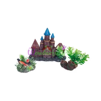Декор в аквариум Croci Замок с цветами набор 24x5,5x21.5см