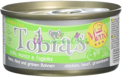 Влажный корм для собак TOBIAS MENU с курицей говядиной и зеленой фасолью 85 г