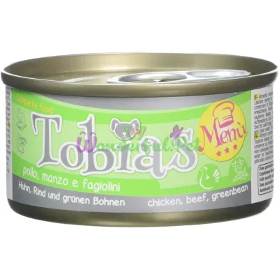 Влажный корм для собак TOBIAS MENU с курицей говядиной и зеленой фасолью 85 г