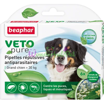 БИО Капли от блох и клещей Beaphar Veto pure для собак свыше 30 кг цена за упаковку 3 шт