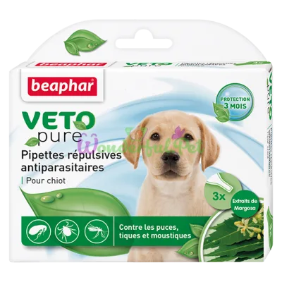 Beaphar Veto Pure Flea & Tick Drops for Puppies, 3 pcs