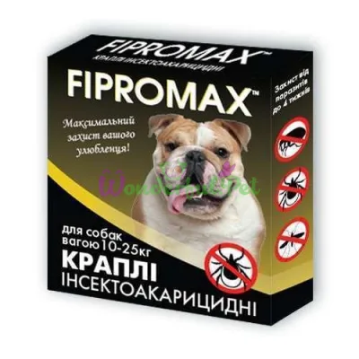 FIPROMAX Drops for Medium Dogs 10-25 kg, 2.0 ml, 2 Pipettes (Fipronil, Pyriproxyfen), Flea & Tick Protection up to 4 Weeks