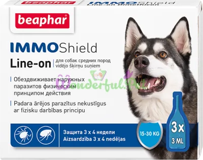 Beaphar IMMO Shield Flea & Tick Drops for Dogs 15-30 kg, Pack of 3