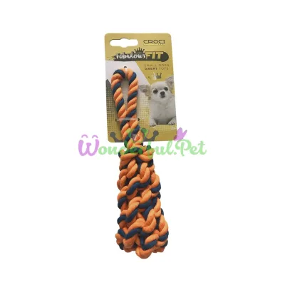 Игрушка для мелких собак CROCI плетёная кость из каната, оранжевая, 19 см 3 шт уп (цена за 1 шт)