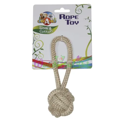 Игрушка для собак CROCI ECO канат-грейфер мяч с ручкой, котон + сизаль 5х17 см