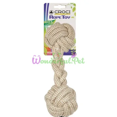 Игрушка для собак CROCI ECO канат грейфер плетен. гантеля котон+сезаль, 7,5х25 см3шт уп (цена за 1шт)