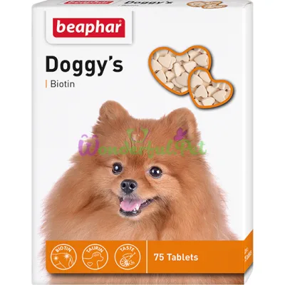 Витаминизированное лакомство для собак Beaphar DoggyS + Biotine 75 таб.