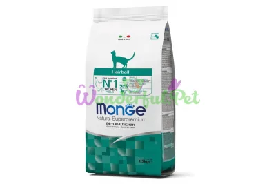 MONGE CAT Hairball Chicken Dry Food 1.5 kg