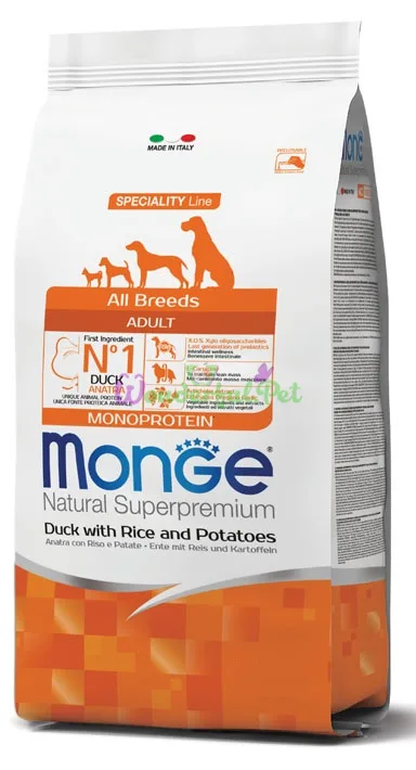 Сухий корм MONGE DOG All breeds Adult Duck Rice 15 кг