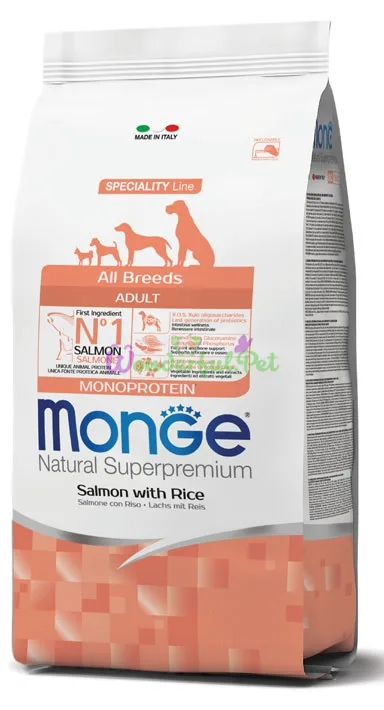 Сухий корм MONGE DOG All breeds Adult Salmon Rice 15 кг