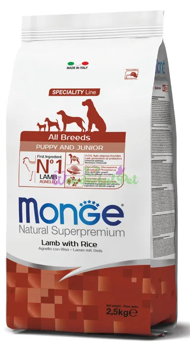 Сухий корм MONGE DOG All breeds Puppy Junior Lamb Rice 2.5 кг